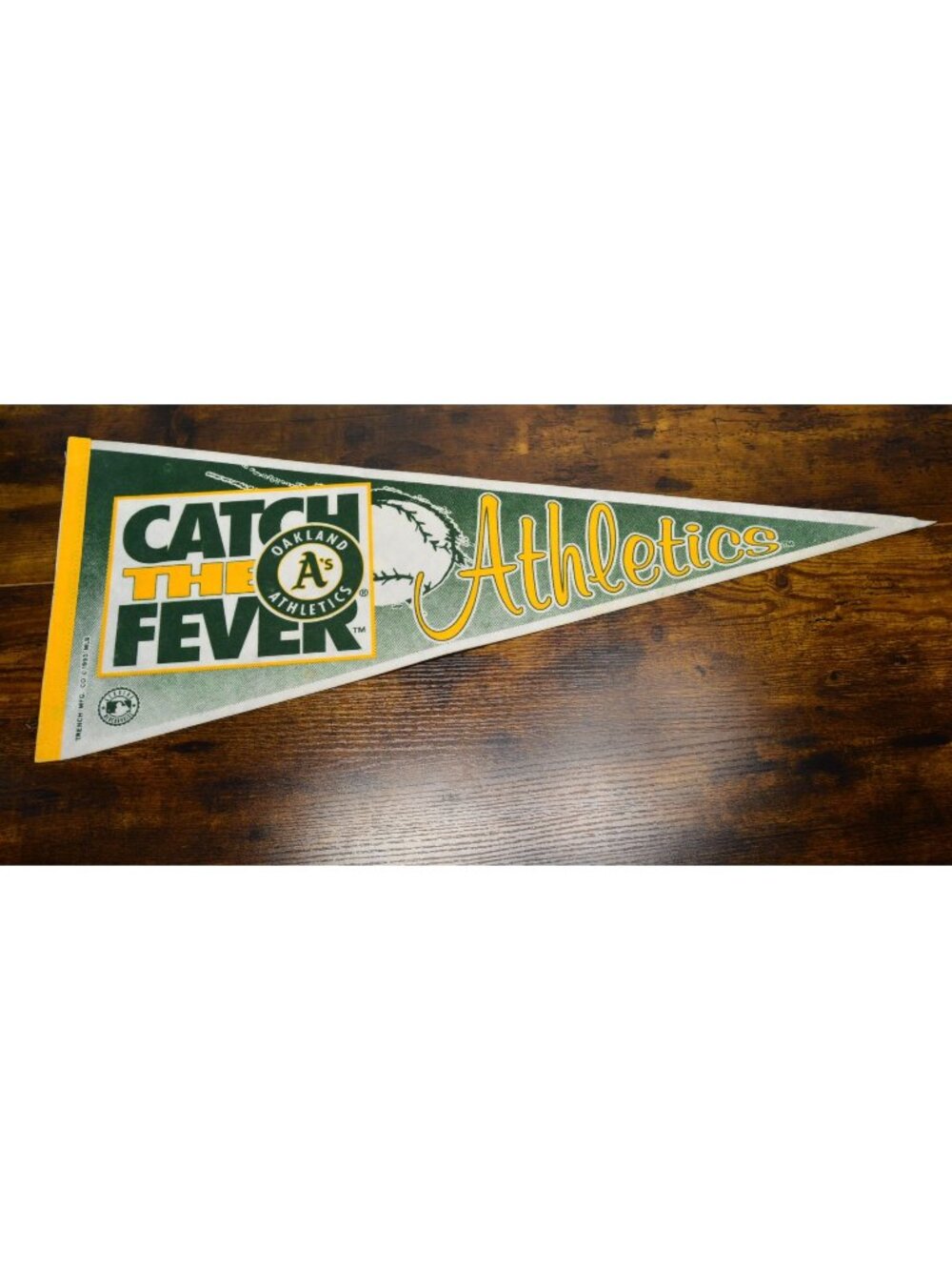 Vintage 1993 Oakland Athletics Catch The Fever MLB Pennant 30 inches